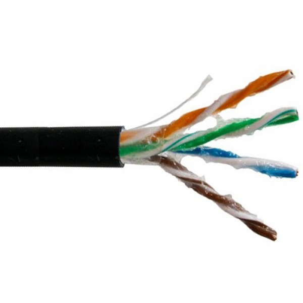 Cable Cat.5e 305M/Reel 4Pair UTP Outdoor with Jelly filled, 24AWG (PE Black)           