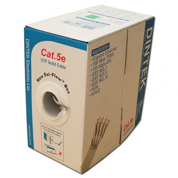 Cable Cat.5e 305M/Box 4P UTP Solid, 24AWG (PVC Grey, Blue, Red & Yellow )