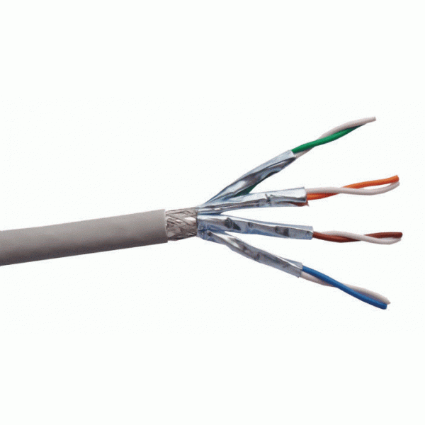 Cable Cat.7 305M/Drum 4P S/FTP Shielded Solid with tinned braiding, (LSZH Grey)                                          
