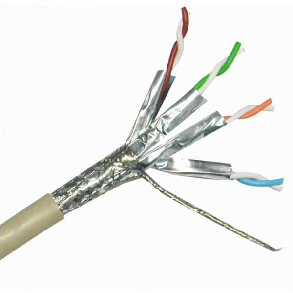 Cable Cat.6 305M/Drum 4P S/FTP Shielded Solid with tinned braiding, (PVC Grey)