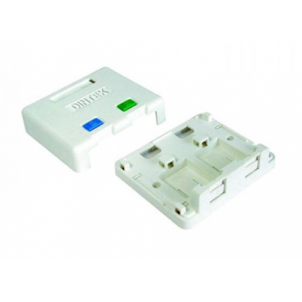 Surface Mount 2 Port Box with Spring Shutter ( For Cat.5e & Cat.6 K/Jack)