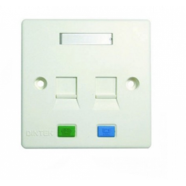 Faceplate 2 Port with Shutter, UK Type ( For Cat.5e & Cat.6 K/Jack)