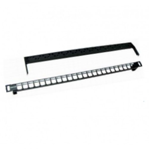Patch Panel 19" 0.5U 24 Port UTP Modular Blank Panel with cable manager, metal black ( for Cat.5e & Cat.6 E or F-Jack )   